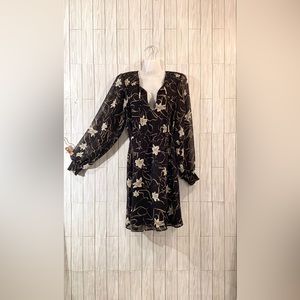 Long Sleeve Elastic Waist Band Midi Dress